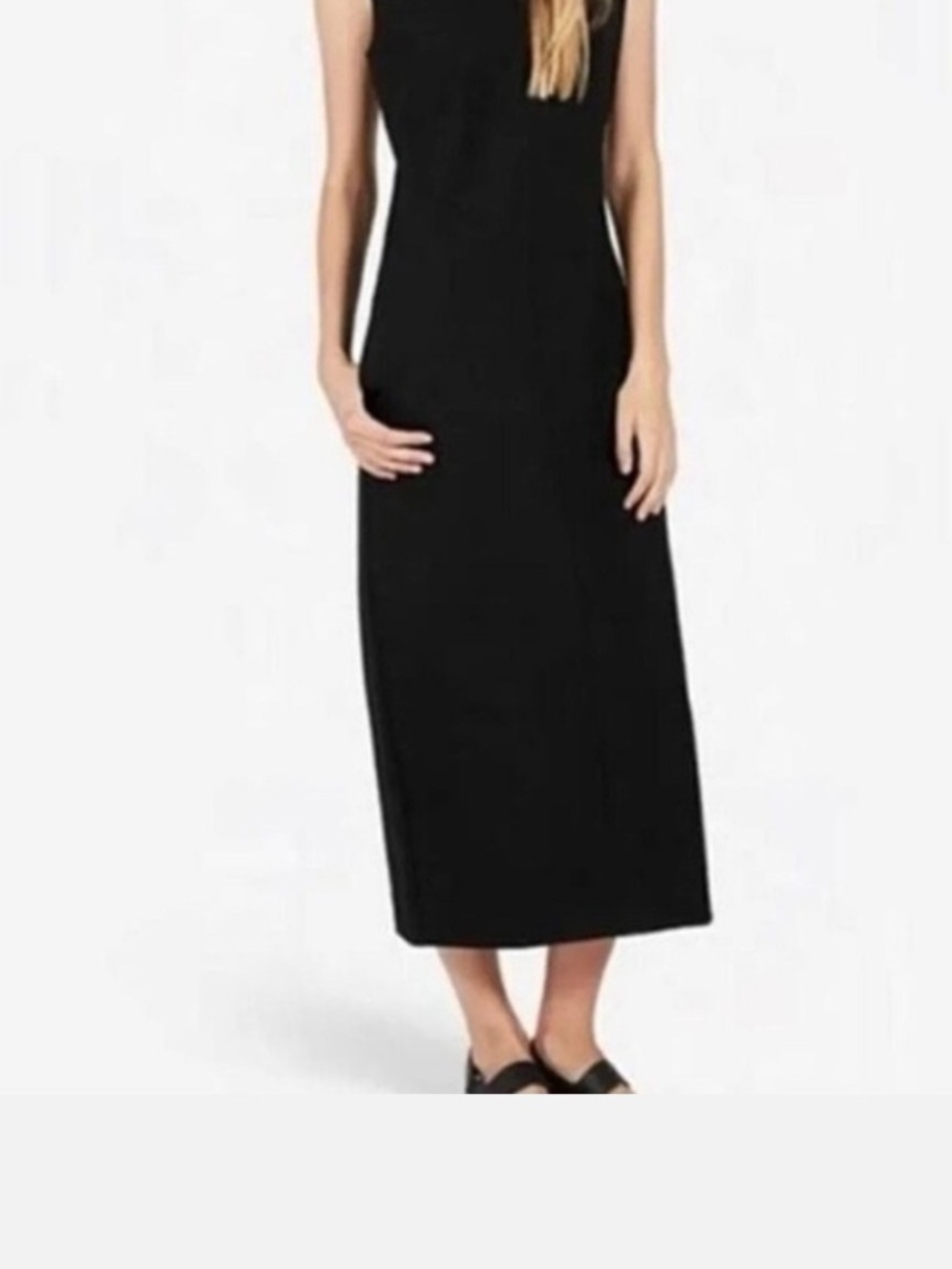 Everlane The Ponte Full Length Black Sleeveless Dress